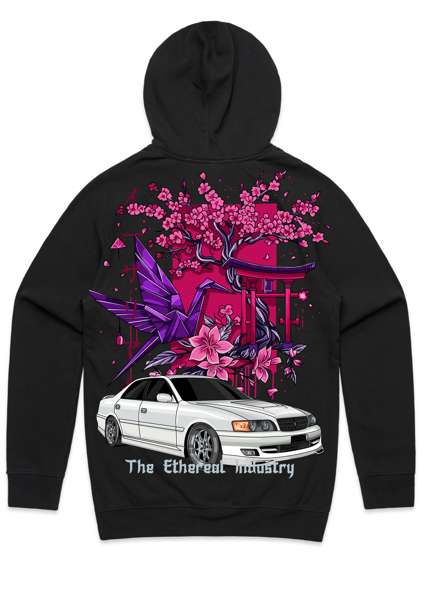 JDM Hoodie - Paper Crane and Car Hoodie