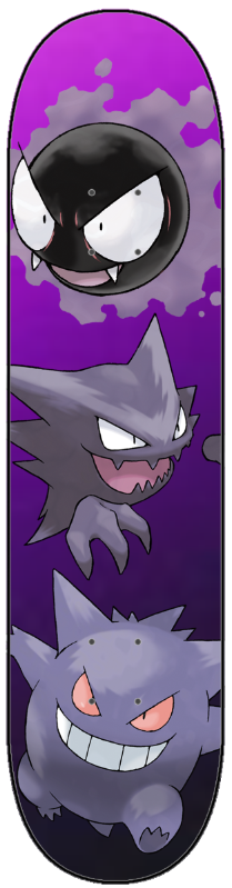 Ghost Type - Gastly, Haunter, Gengar Skate Deck Pokemon